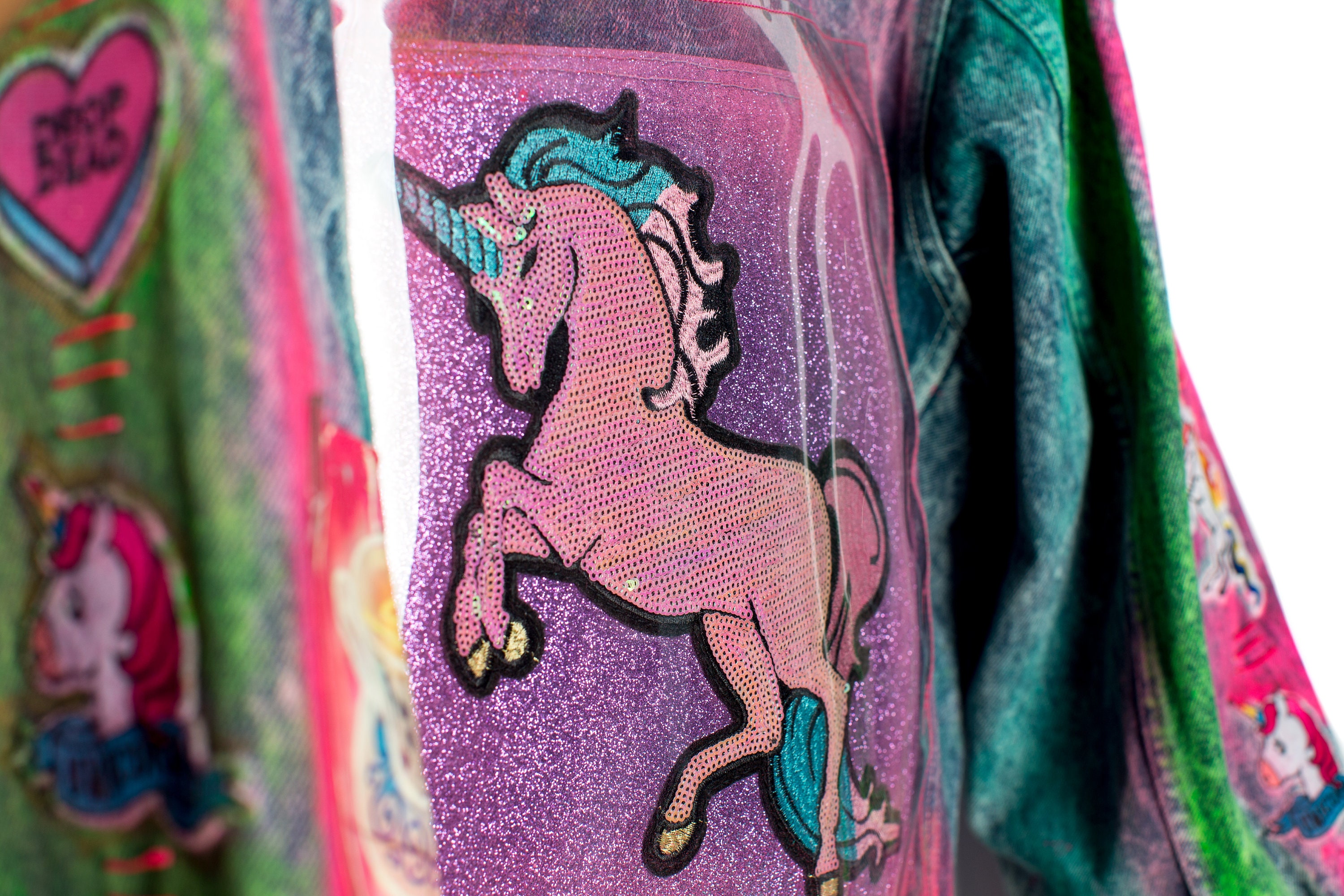 Sparkleberry Unicorn Mix Tape Acid Wash Boxy Denim Jacket With - Etsy