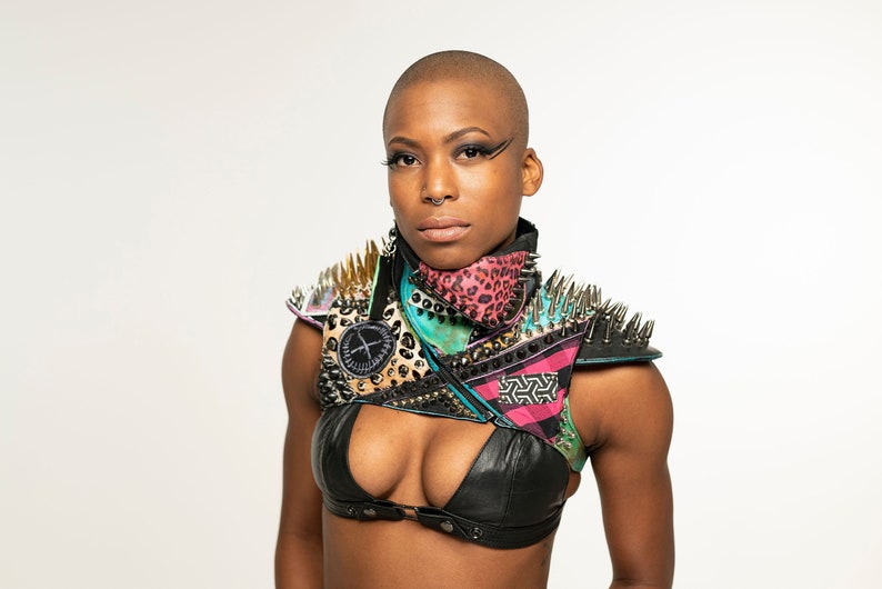 Total Chaos Spiked Leather CropTop image 1