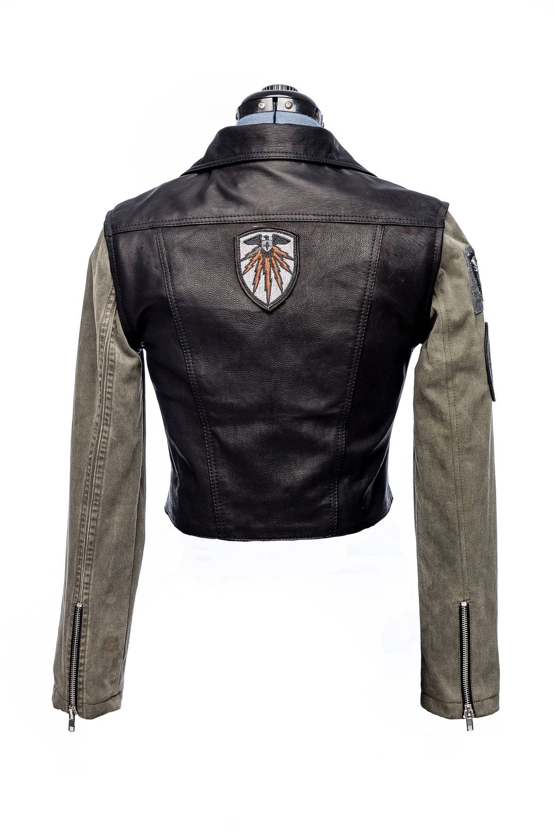 Military X Cropped Leather Biker Jacket - Etsy
