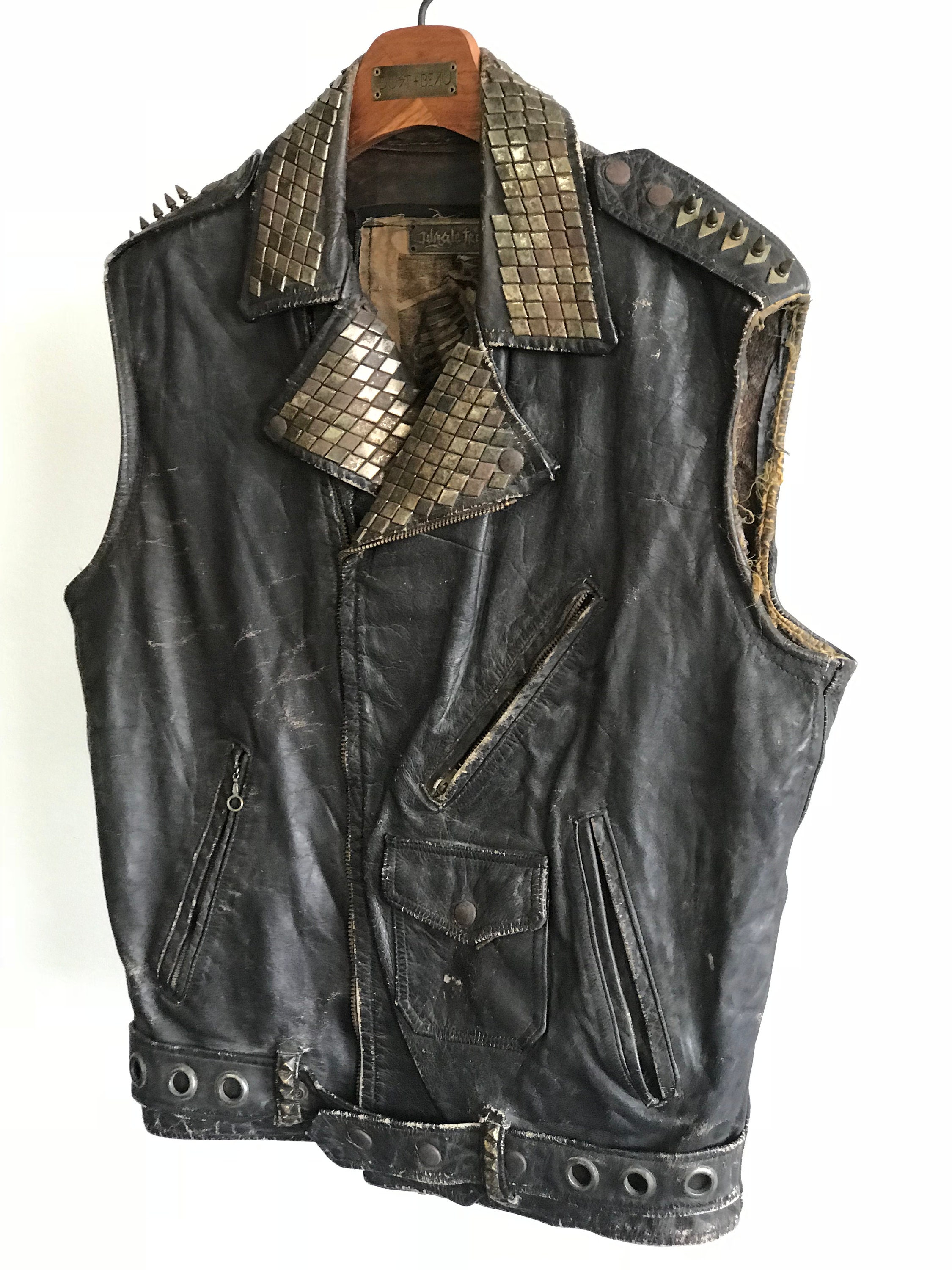 Vintage Aviation Leather Biker Vest Etsy Ireland