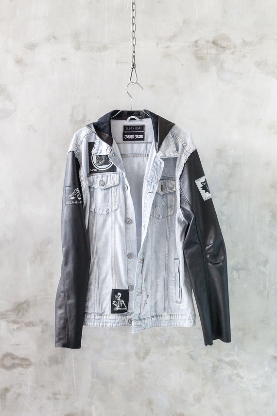 hooded jean jacket white