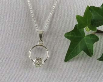 Handmade mini flower pendant in sterling silver, flower necklace, handmade jewel