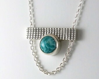 Sterling silver necklace, necklace with amazonite stone, green stone necklace, handmade