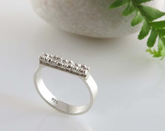 Narrow ring in sterling silver, delicate ring with mini motif