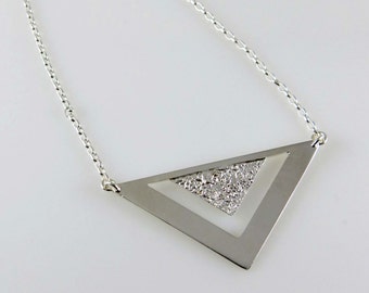 Sterling silver triangle necklace, handmade triangular necklace, silver pendant