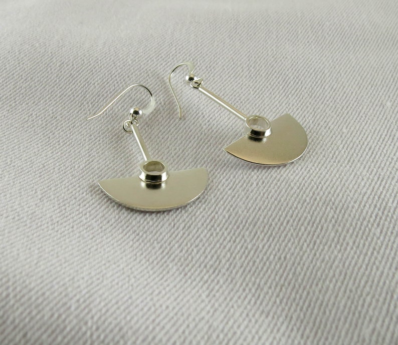 Sterling silver earrings, half circle earrings, handmade image 4