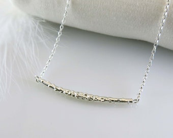 Collier en argent sterling de style minimaliste, collier avec texture de mini boules