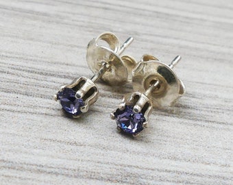 Orecchini Swarovski 3mm "Tanzanite" e argento 925