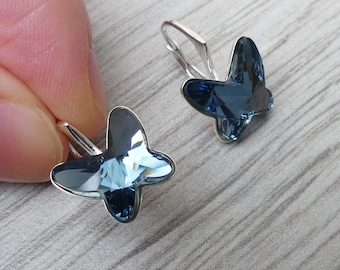 Orecchini butterfly Swarovski "Denim blue"