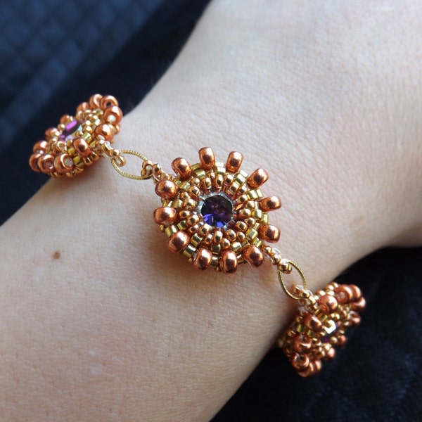 Bracciale con cabochon Swarovski "Rose AB"