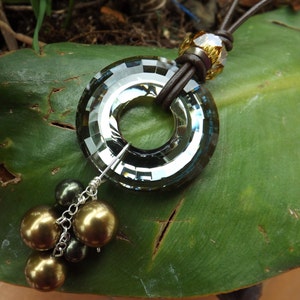 Swarovski „Disk“-Halskette, „Crystal Bronze Shadow“