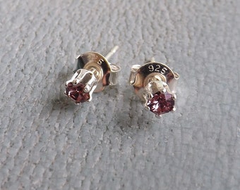 Orecchini Swarovski 3 mm "Antique pink" ed argento 925