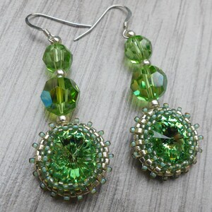 Orecchini handmade fabric with crystal color &quot;Peridot&quot;
