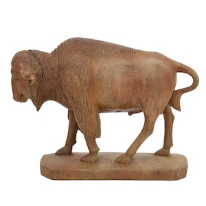 Handcarved Wood Buffalo/Bison-9.5 Inches long x 7.25 Inches high
