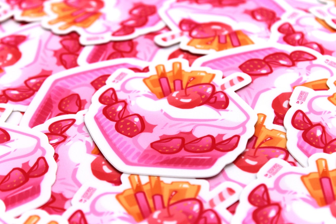Strawberry Milkshake Cube Waterproof Aesthetic Anime Stickers Otaku ...