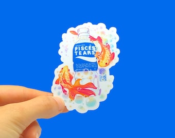 Pisces Tears Waterproof Sticker | Anime Vaporwave Art