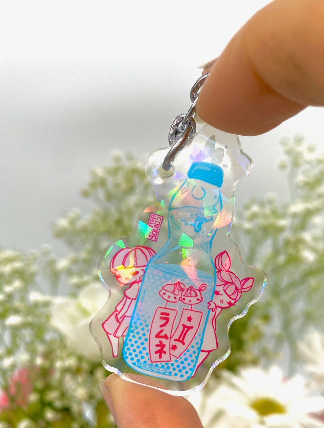 Gemini Zodiac Holographic Acrylic Keychain | Astrology Ramune