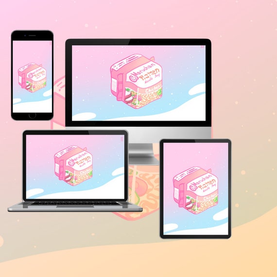 Pink Aesthetic Ramen Phone and Desktop Wallpapers / iPhone - Etsy México