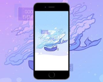 Animato Whale Soda MP4 Phone Wallpaper NON LIVE o Background / Vaporwave estetica / download digitale
