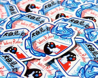 White Rabbit Chinese Candy Sticker | Waterproof Anime Decal
