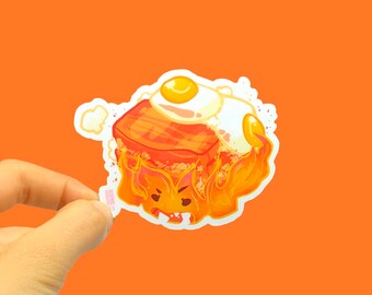 Howl's Bacon and Eggs Food Cube, Water Resistant Sticker, anime