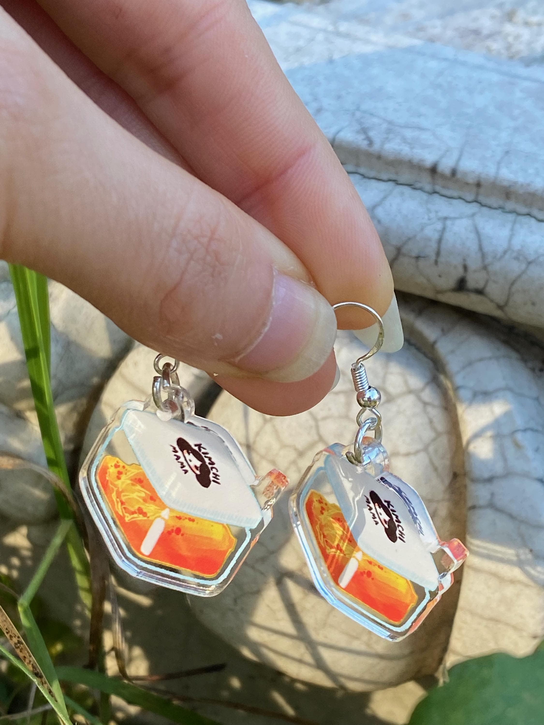 Kimchi Mama Cube earrings,  Double sided, 100% recycled acrylic Aesthetic ACNH hypoallergenic hooks