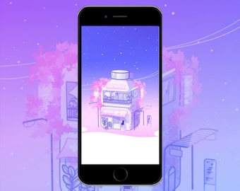 Sfondo animato per cellulare a tema Vaporwave Cafe / Twilight Juice (Download digitale)