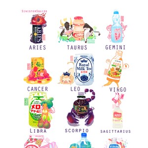 Pocari Sticker Pisces | Zodiac Stickers Waterproof | Pocari Sweat | Aesthetic Anime ...
