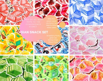 Anime Asian Snack Stickers | Waterproof Kawaii Laptop Decals