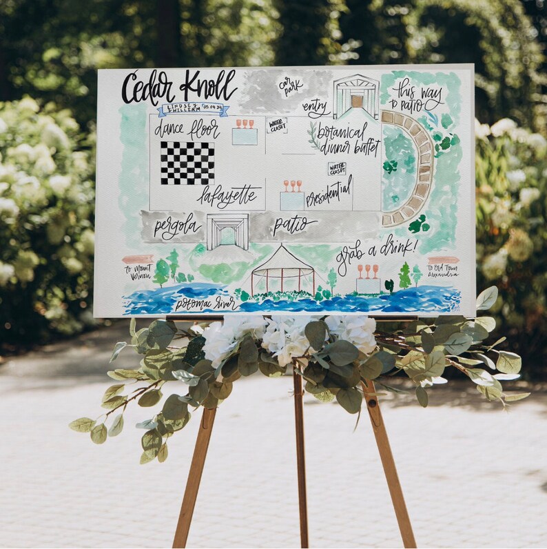 Custom Illustrated Wedding Venue Map - Etsy