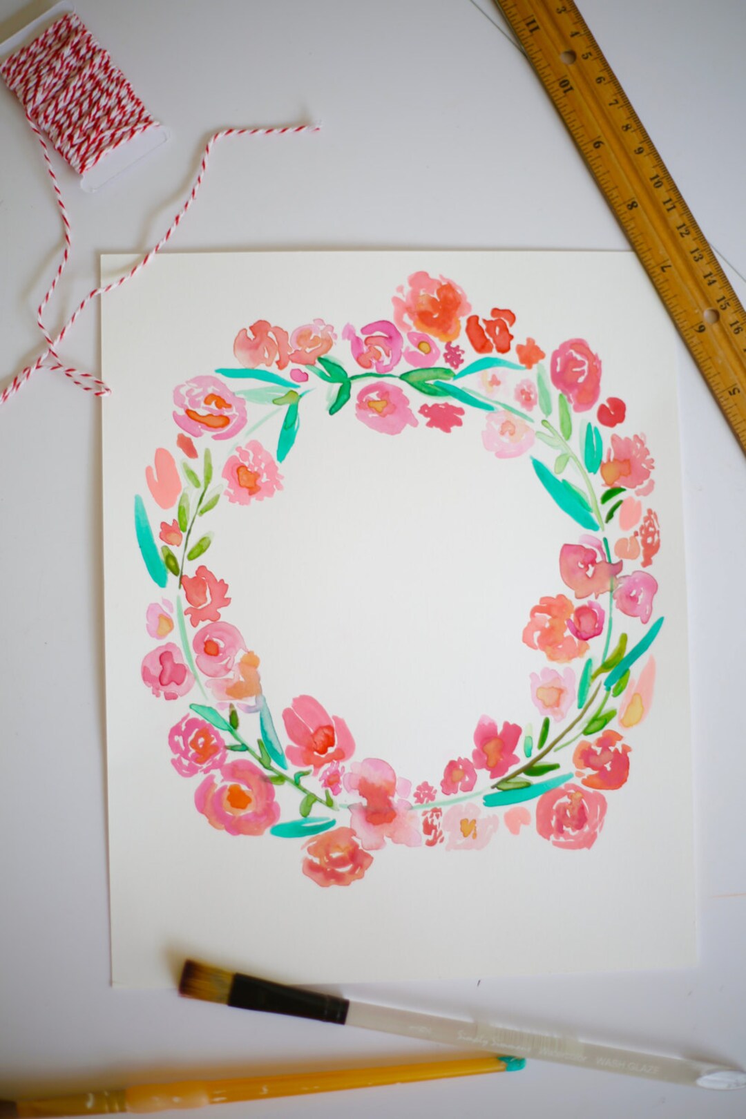 Watercolor Floral Wreath | Custom Monogram | Hand-lettered Calligraphy ...