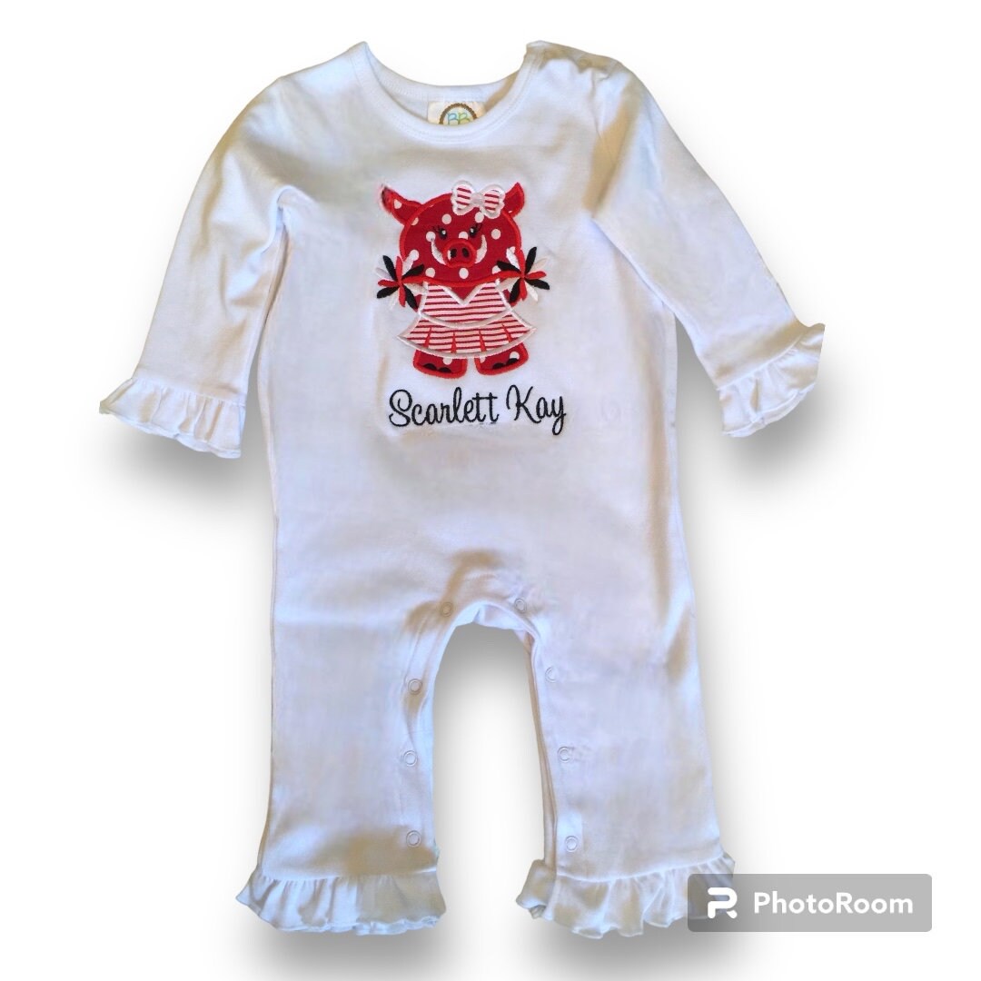 Applique Razorback Appliqué Razorback Romper: Personalized Arkansas Onesie - Etsy