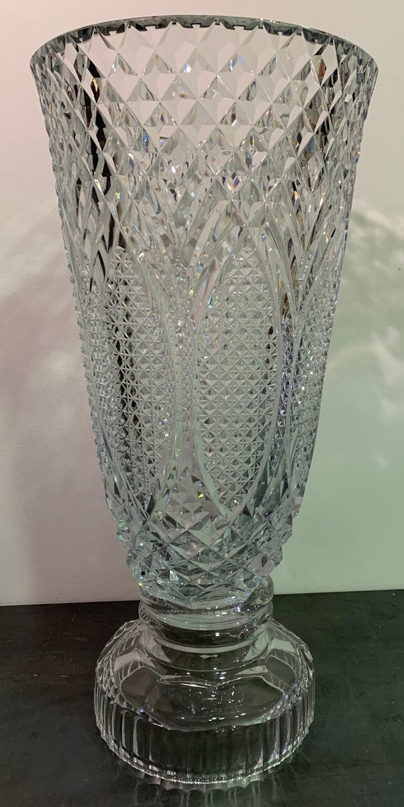 Val Saint Lambert, Carved Glass Vase (belgium). Queensland Model