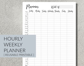 Hourly Planner Printable Printable Weekly Planner by the - Etsy