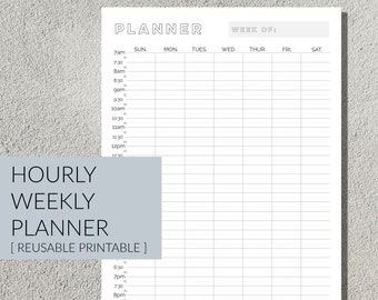 Hourly Planner Printable Printable Weekly Planner by the - Etsy