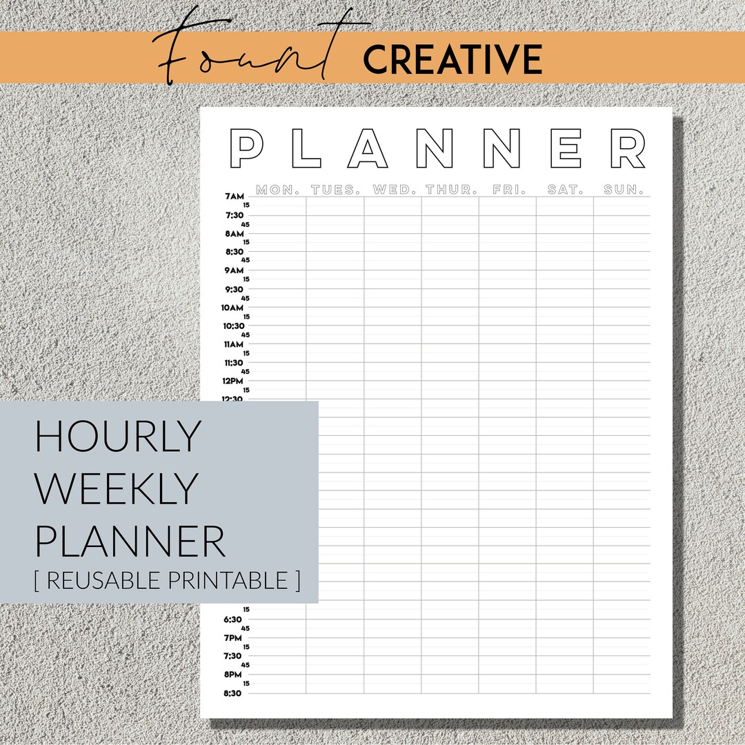 Hourly Planner Printable Printable Weekly Planner by the - Etsy