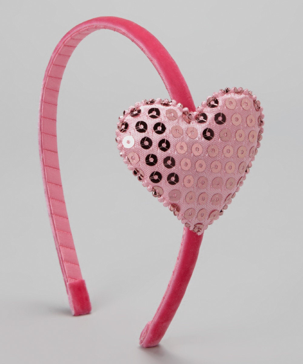 Pink Velvet Hard Headband Pink Headband with Sequin Heart Etsy 日本