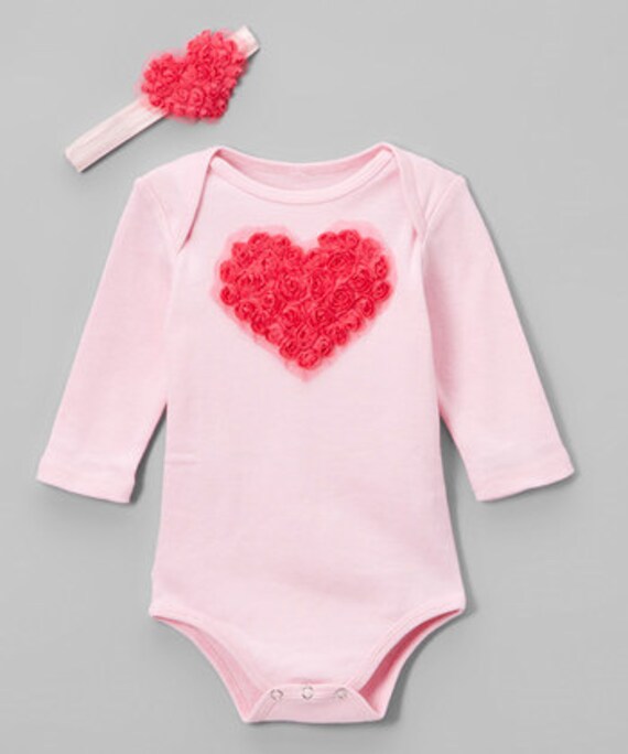 Heart Onesie Heart Headband Pink Onesie Baby Girls Coming | Etsy