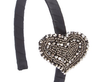 Black Heart Headband, Girls Heart Headband, Valentine's Day Heart Headband, Toddler Headband, Black Heart Headband