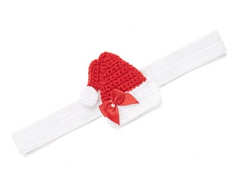 Santa Hat Headband with Red Bow (or you can choose Green Bow Option)