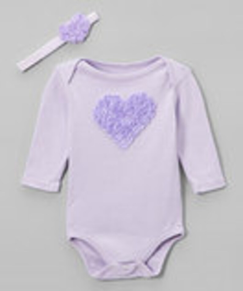 Heart Onesie Heart Headband Lavender Onesie Baby Girls Etsy