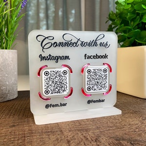 QR Code mini Sign, Social media Sign, Scan to Pay Sign, CashApp Sign, Venmo Sign avec 2 à 4 codes