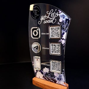 Personalized Social Media Sign, Multi Qr Code Sign, Business Social Media Sign, Custom Sign, Acrylic Sign