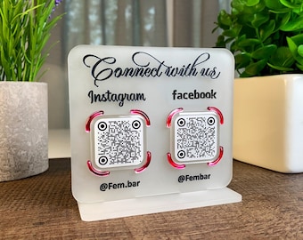 QR Code mini Sign, Social media Sign, Scan to Pay Sign, CashApp Sign, Venmo Sign with 2 to 4 codes