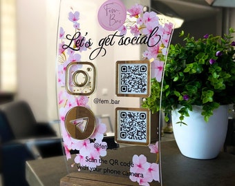 Personalized Social Media Sign With Instagram Facebook Logo, Business Social Media Sign, Custom Sign, Acrylic Sign