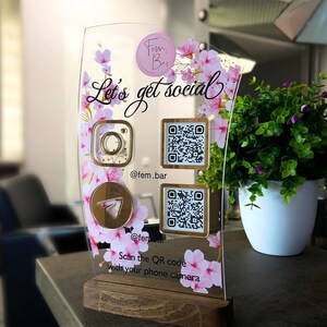 Personalized Social Media Sign With Instagram Facebook Logo, Business Social Media Sign, Custom Sign, Acrylic Sign