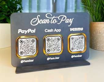 Business Sign, Scan to Pay Sign, QR Code Sign, Social media Sign, CashApp Sign, Venmo Sign, avec 2 à 4 codes