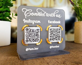 Mini Social media Sign, QR Code Sign, Business Sign, Connect with Sign, Scan to Pay Sign, CashApp Sign, Venmo Sign with 2 to 4 codes