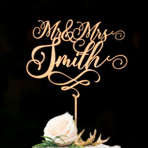 Rustic Wedding cake topper with custom surname.  Personalized wedding cake topper. Rustic wedding cake topper. Custom wedding Cake topper.