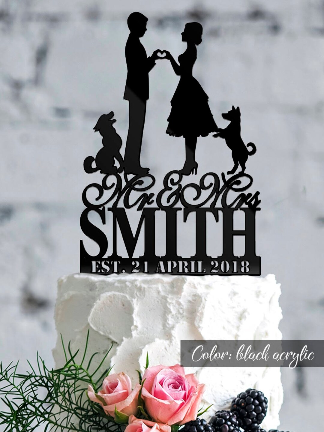 Wedding Cake Topper With Bride and Groom and Wedding Date. Cake Topper ...